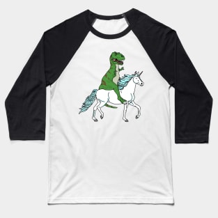 Unicorn Riding Dino Baseball T-Shirt